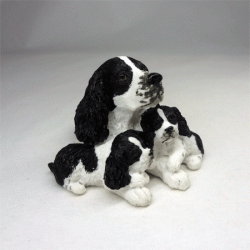 Собака Английский спрингер-спаниель с щенками, миниатюра 1:12